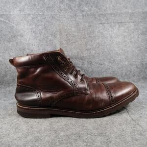 Florsheim Shoes Mens 12 Fenway Leather Boots Cap Toe Brown Lace Up Derby Comfort